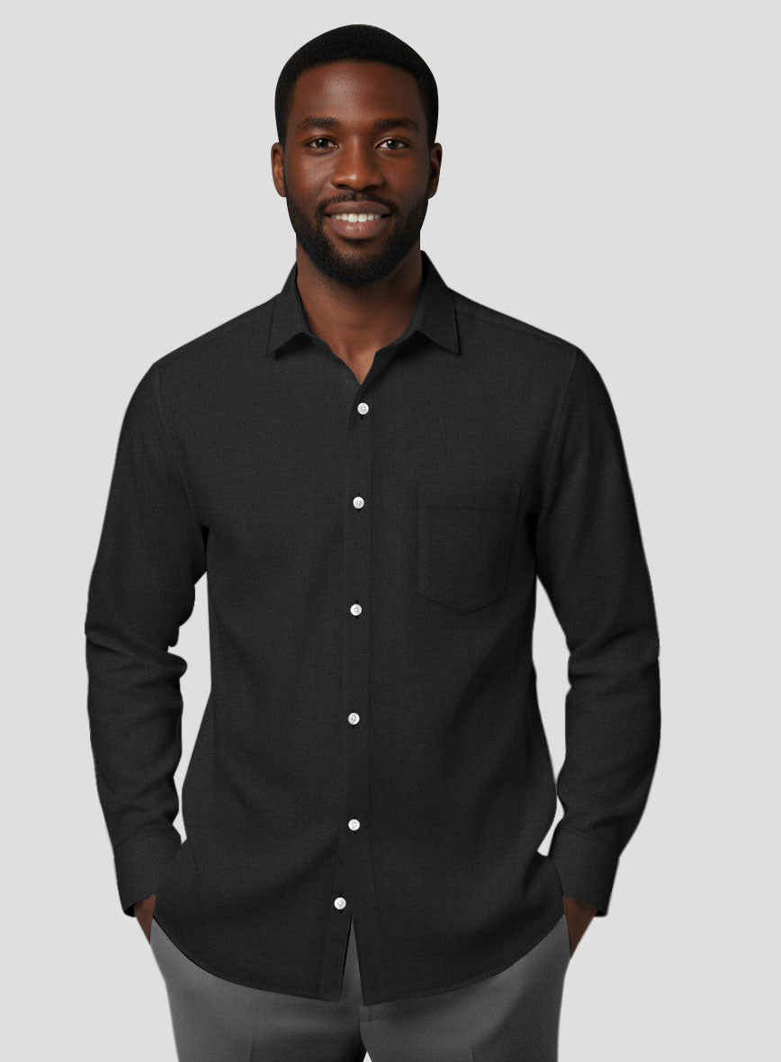 Black Stretch Poplene Shirt - StudioSuits