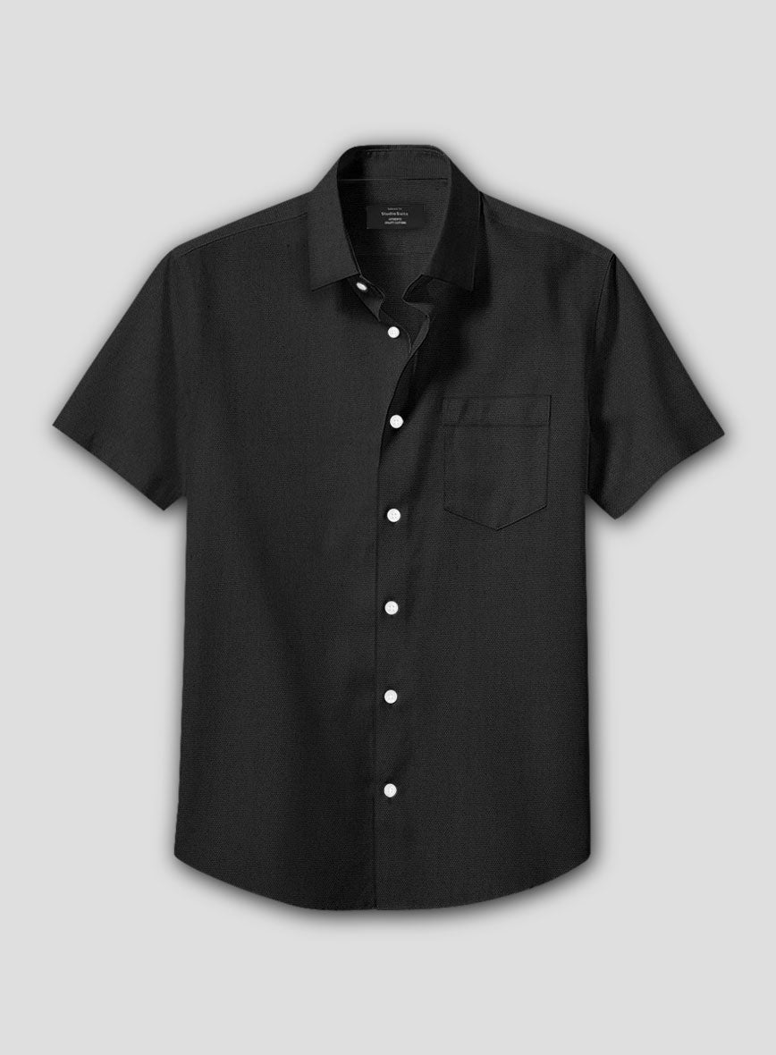 Black Stretch Poplene Shirt - StudioSuits