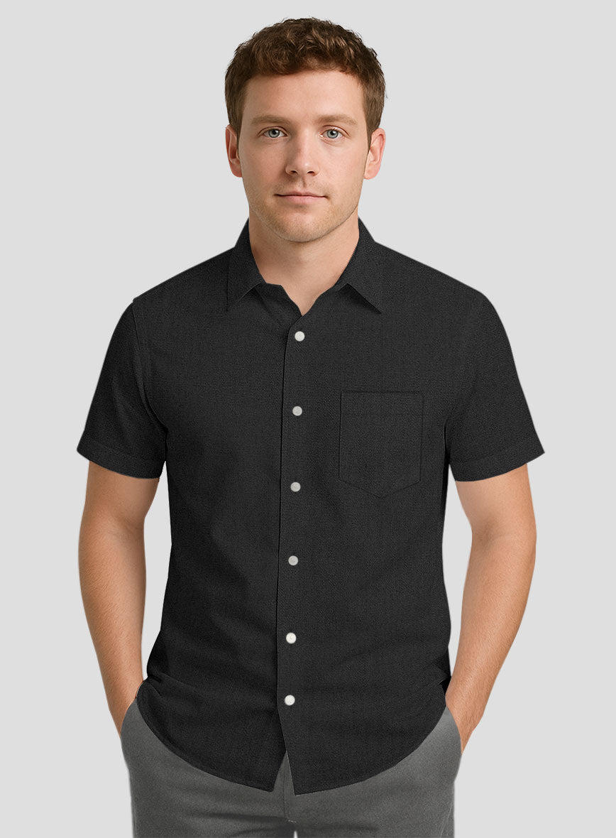 Black Stretch Poplene Shirt - StudioSuits