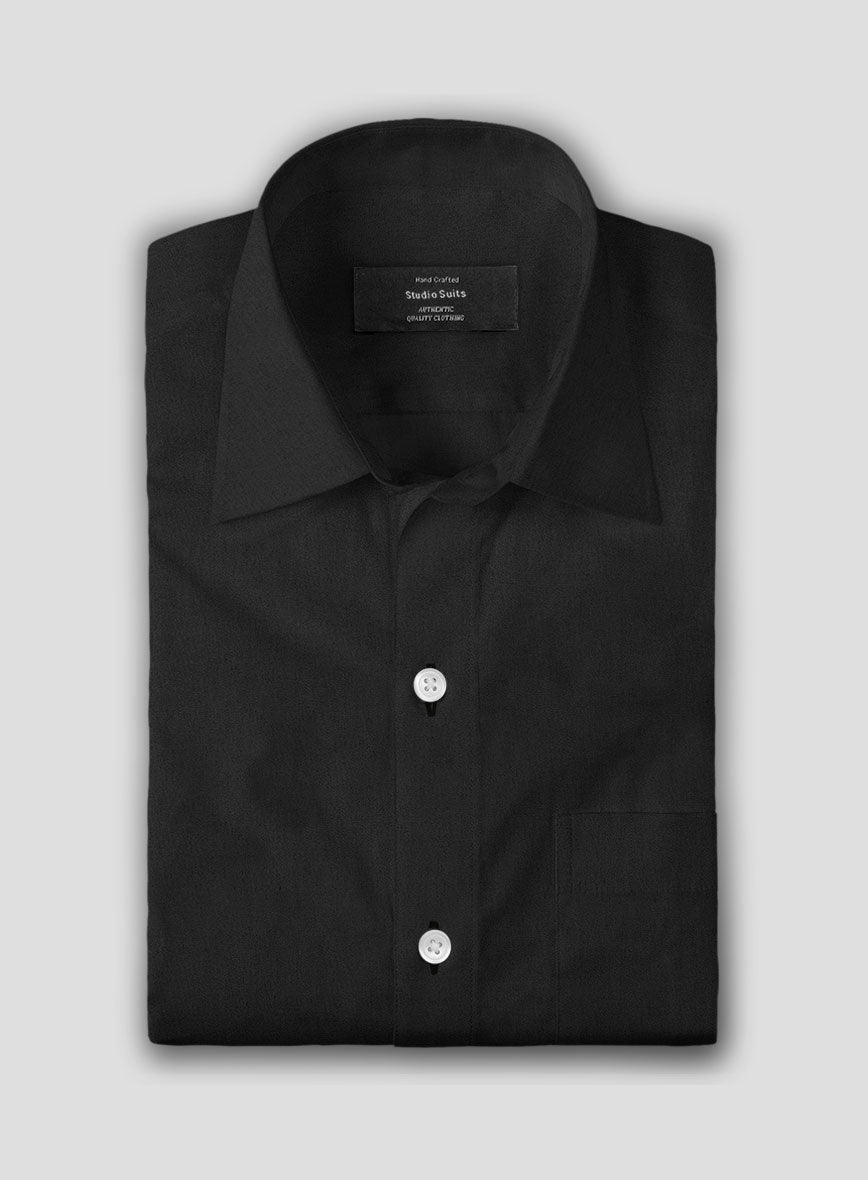 Black Stretch Poplene Shirt - StudioSuits