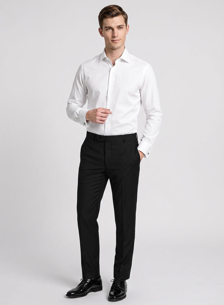 Black Terry Rayon Tuxedo Pants - StudioSuits