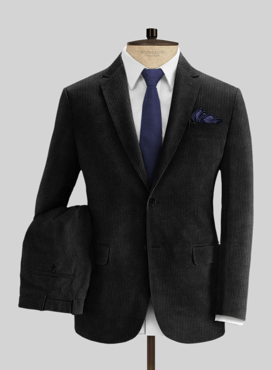 Black Thick Corduroy Suit - StudioSuits