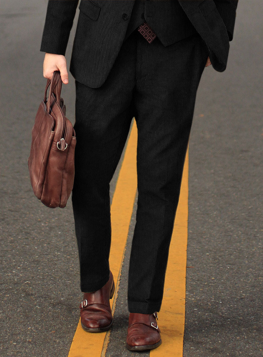 Black Thick Corduroy Suit - StudioSuits