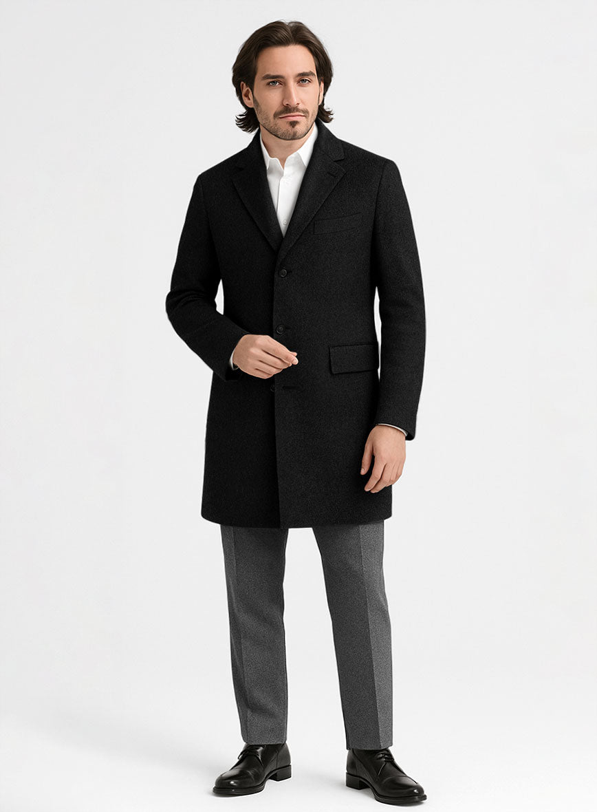 Black Thick Wool Overcoat - StudioSuits