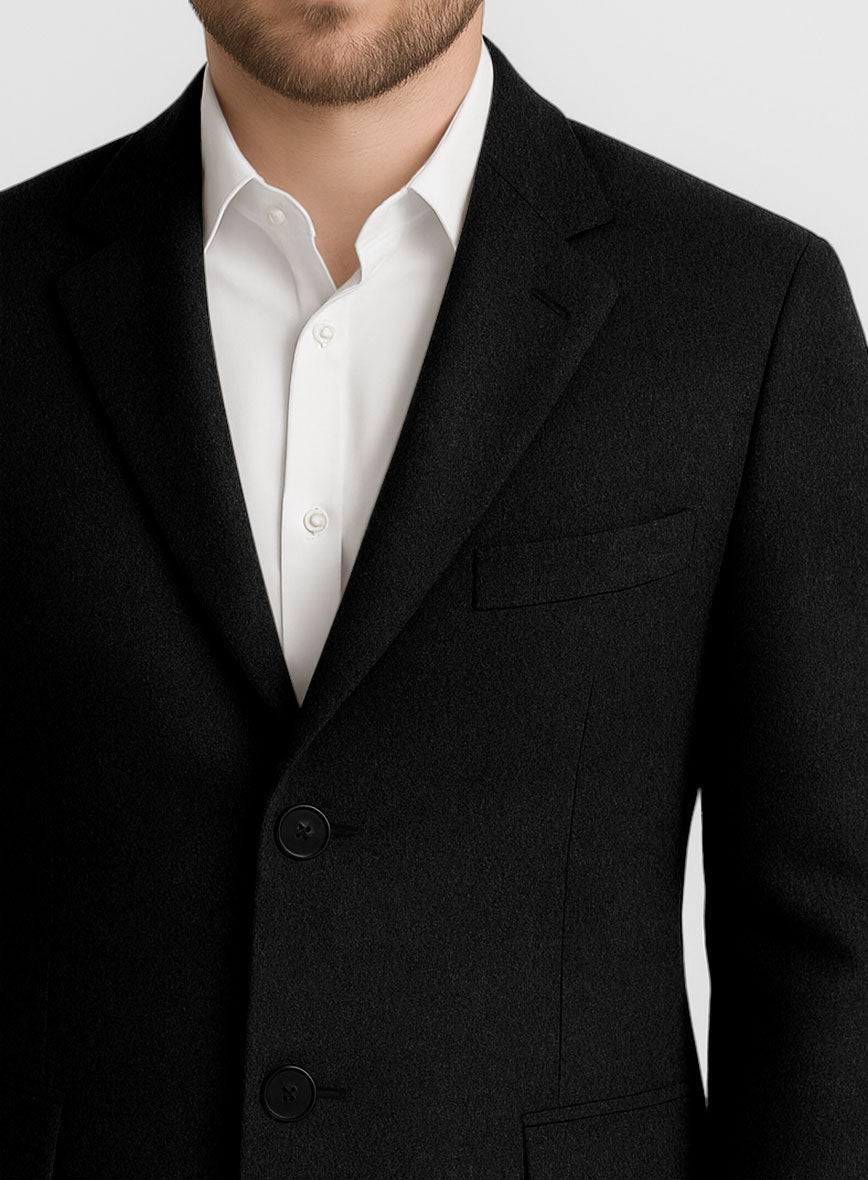 Black Thick Wool Overcoat - StudioSuits