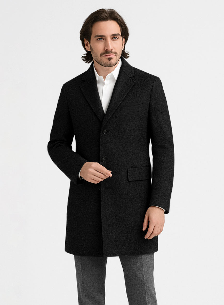 Black Thick Wool Overcoat - StudioSuits