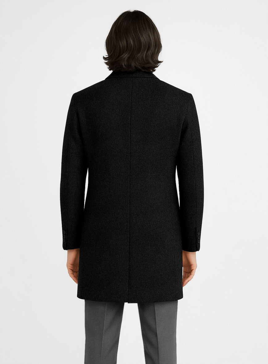 Black Thick Wool Overcoat - StudioSuits