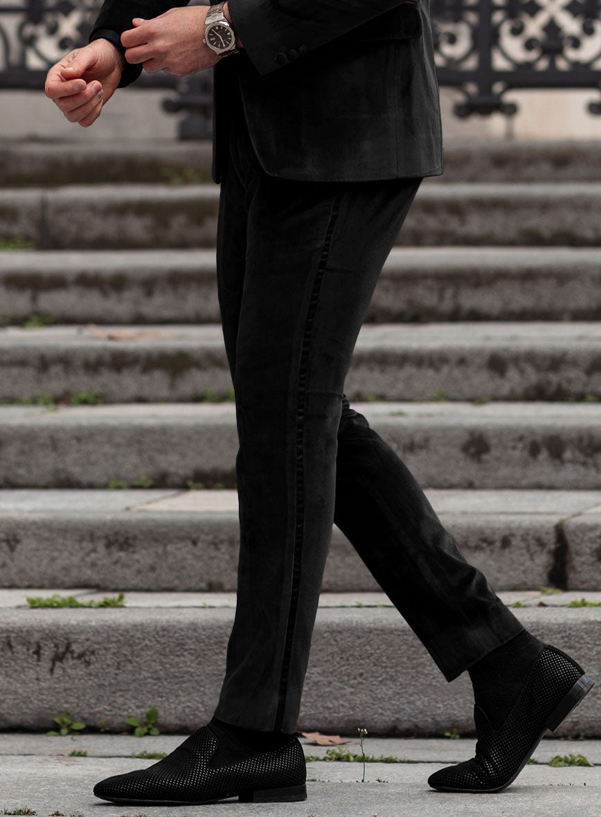 Suit Pants Black Velvet Pants For Men Men's Black Velvet Effect Pants Suit Pants Black Velvet Pants For Men Men's Black Velvet Effect Pants