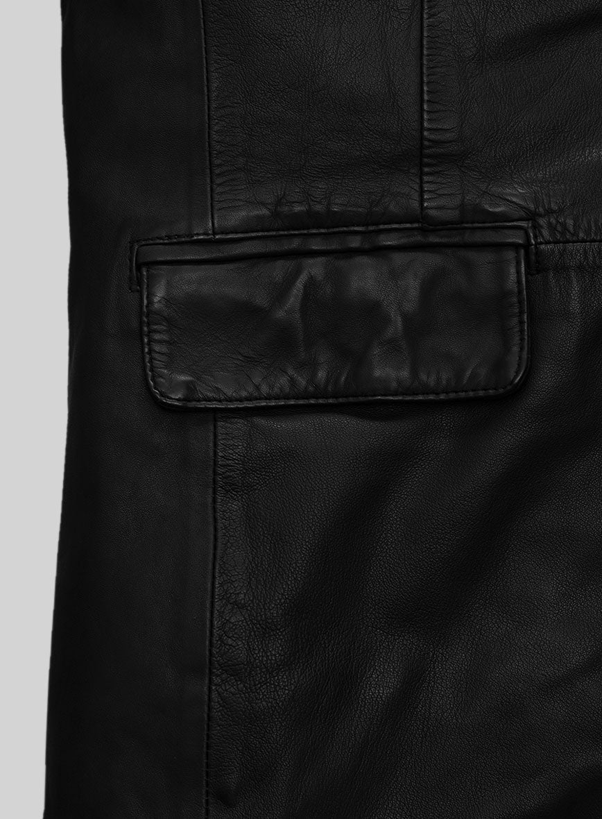 Black Washed and Wax Leather Blazer - StudioSuits