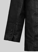 Black Washed and Wax Leather Blazer - StudioSuits