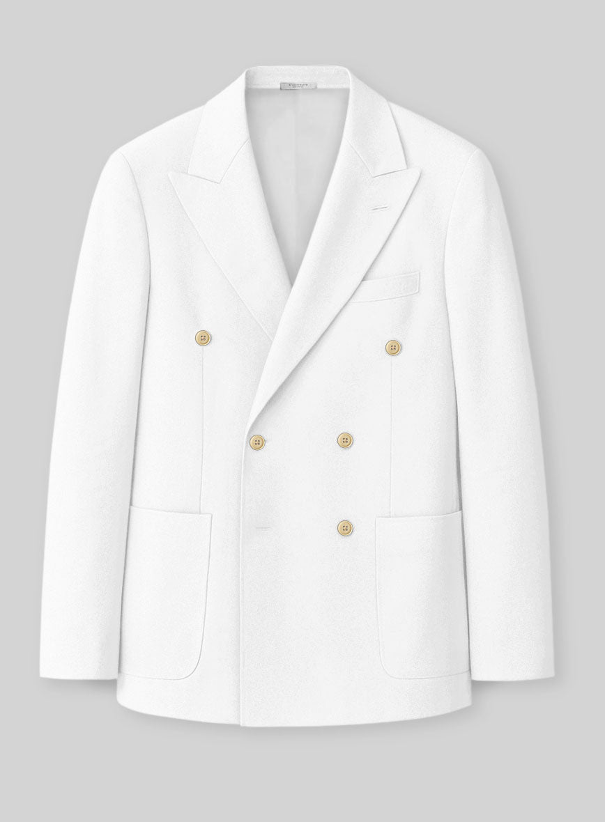 White Stretch Chino Double Breasted Jacket - StudioSuits