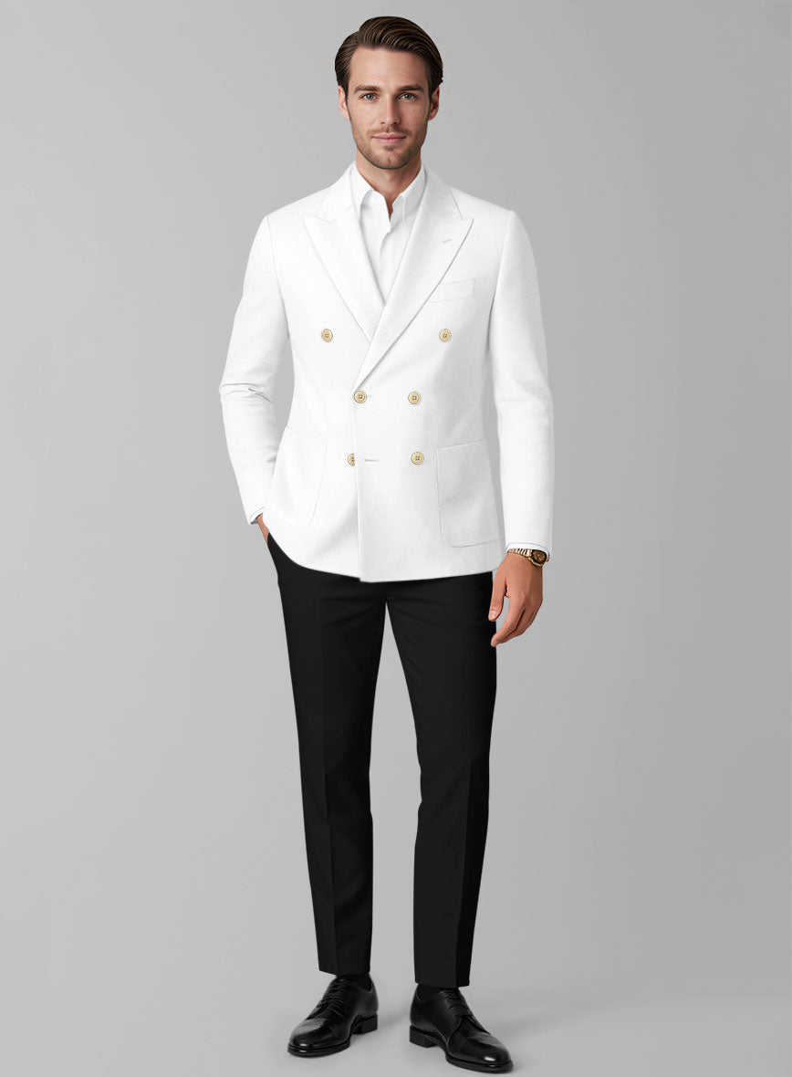 Black White Cotton Double Breasted Suit - StudioSuits