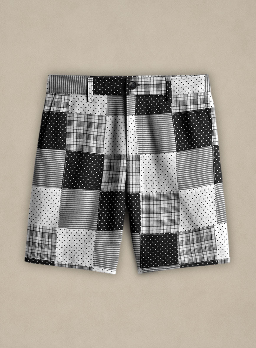 Black & White Madras Patchwork Shorts - StudioSuits