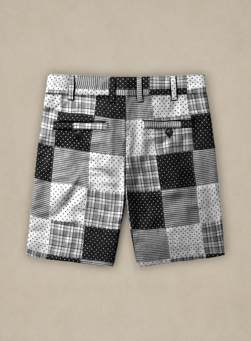 Black & White Madras Patchwork Shorts - StudioSuits