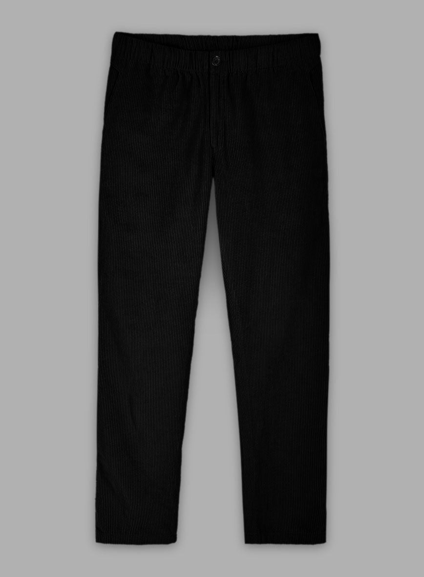 Black Stretch Pin Corduroy Easy Pants - StudioSuits