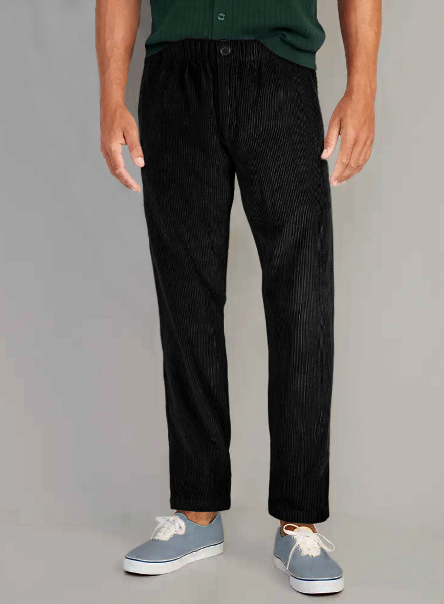 Black Stretch Pin Corduroy Easy Pants - StudioSuits