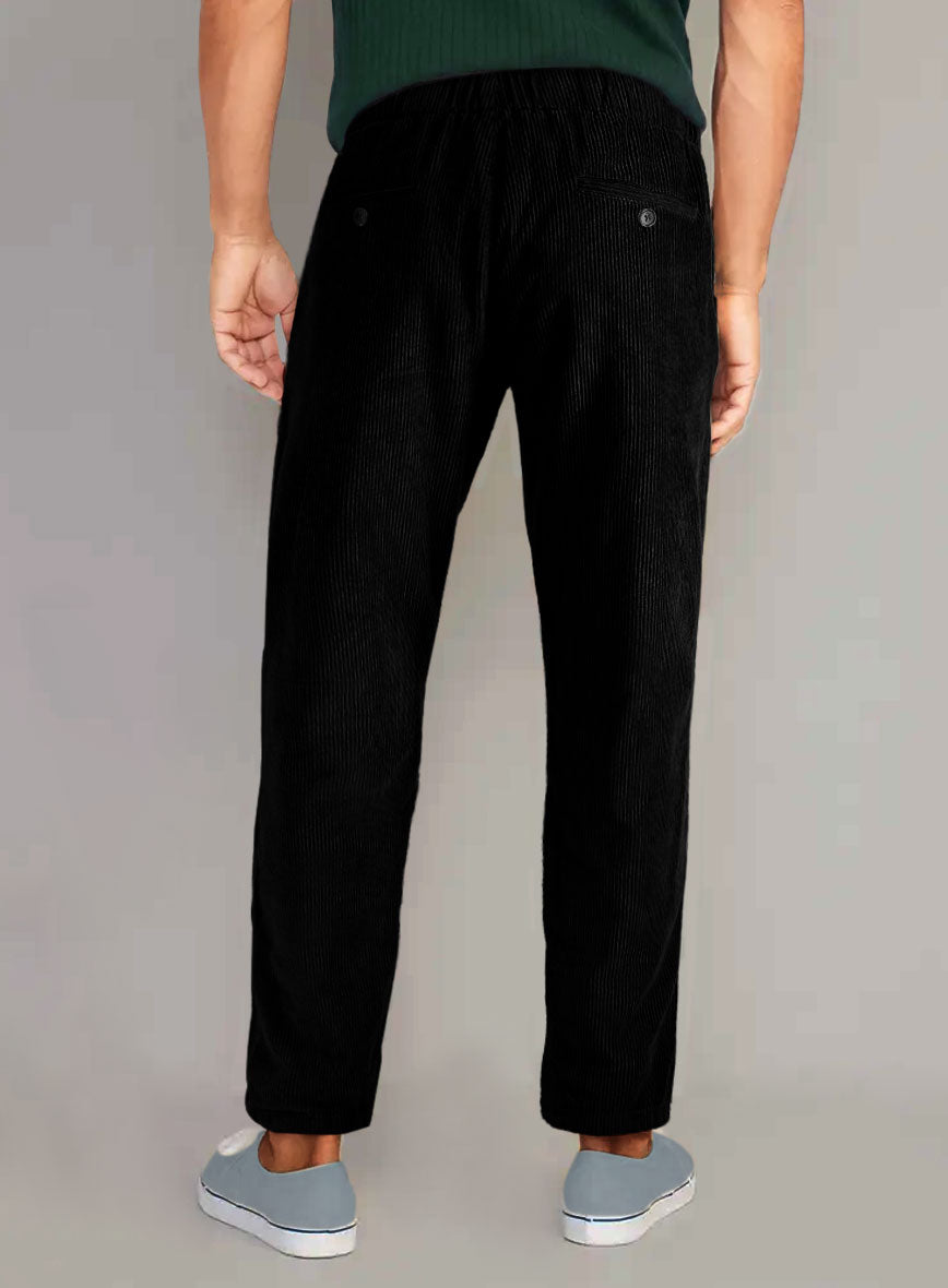 Black Stretch Pin Corduroy Easy Pants - StudioSuits