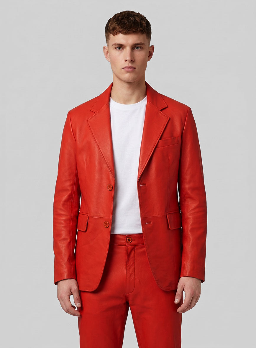 Blood Red Lambskin Leather Suit - StudioSuits