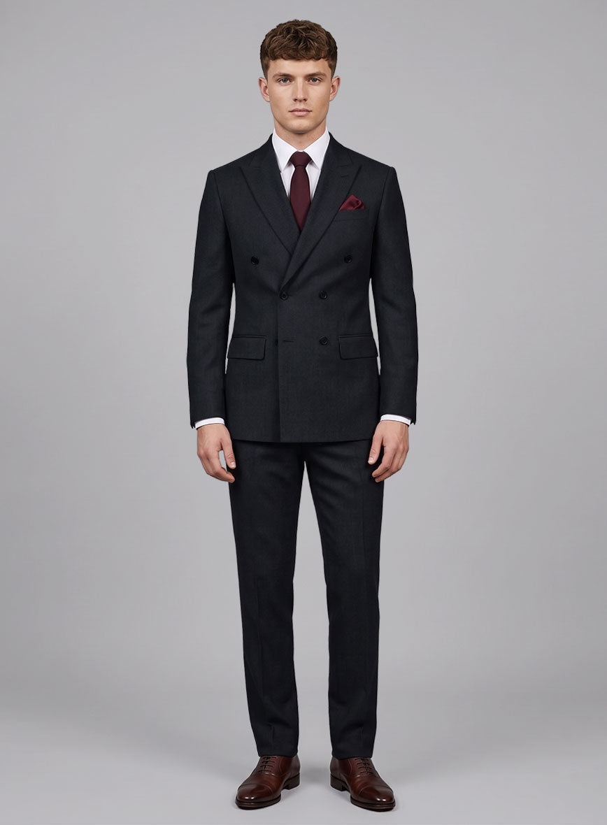 Blue Merino Wool Double Breasted Suit - StudioSuits