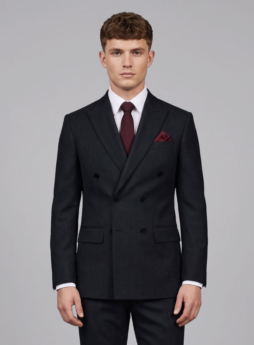 Blue Merino Wool Double Breasted Suit - StudioSuits