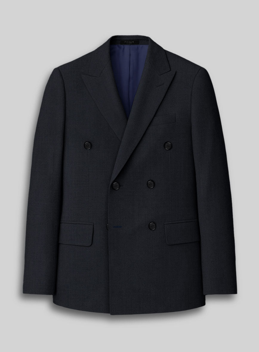 Blue Merino Wool Double Breasted Jacket - StudioSuits