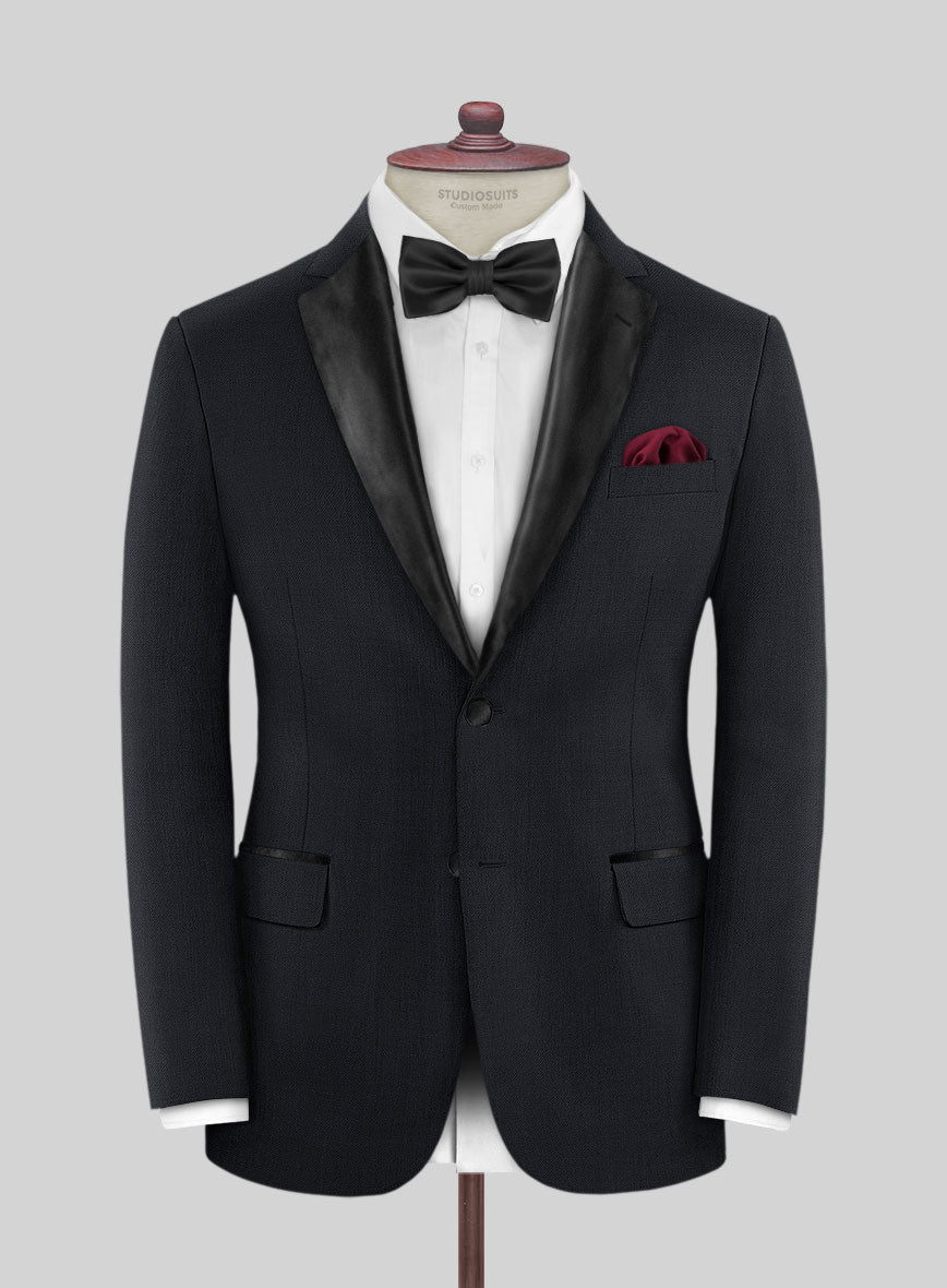 Blue Merino Wool Tuxedo Suit - StudioSuits
