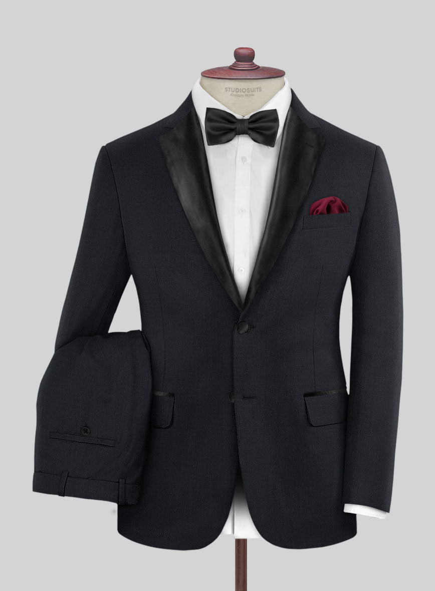 Blue Merino Wool Tuxedo Suit - StudioSuits