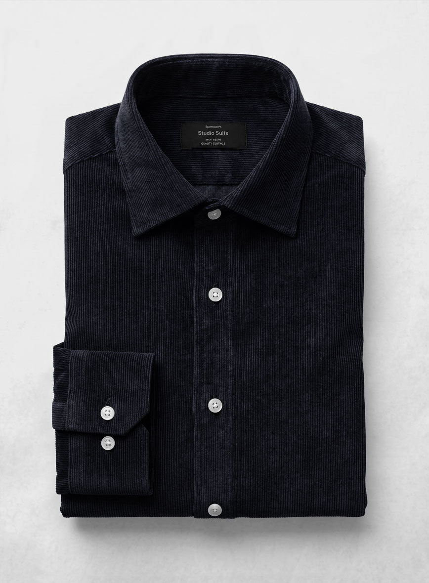 Blue Stretch Pin Corduroy Shirt - StudioSuits