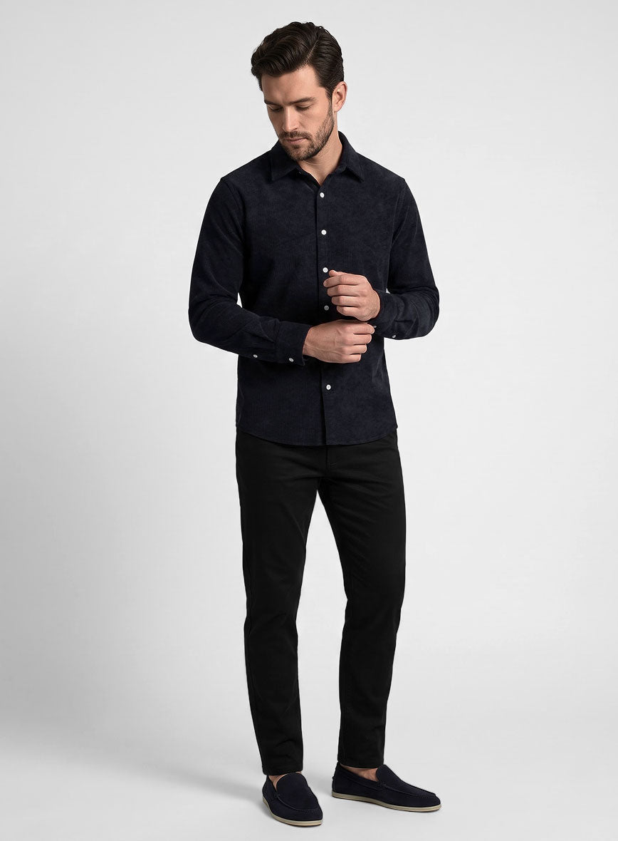Blue Stretch Pin Corduroy Shirt - StudioSuits