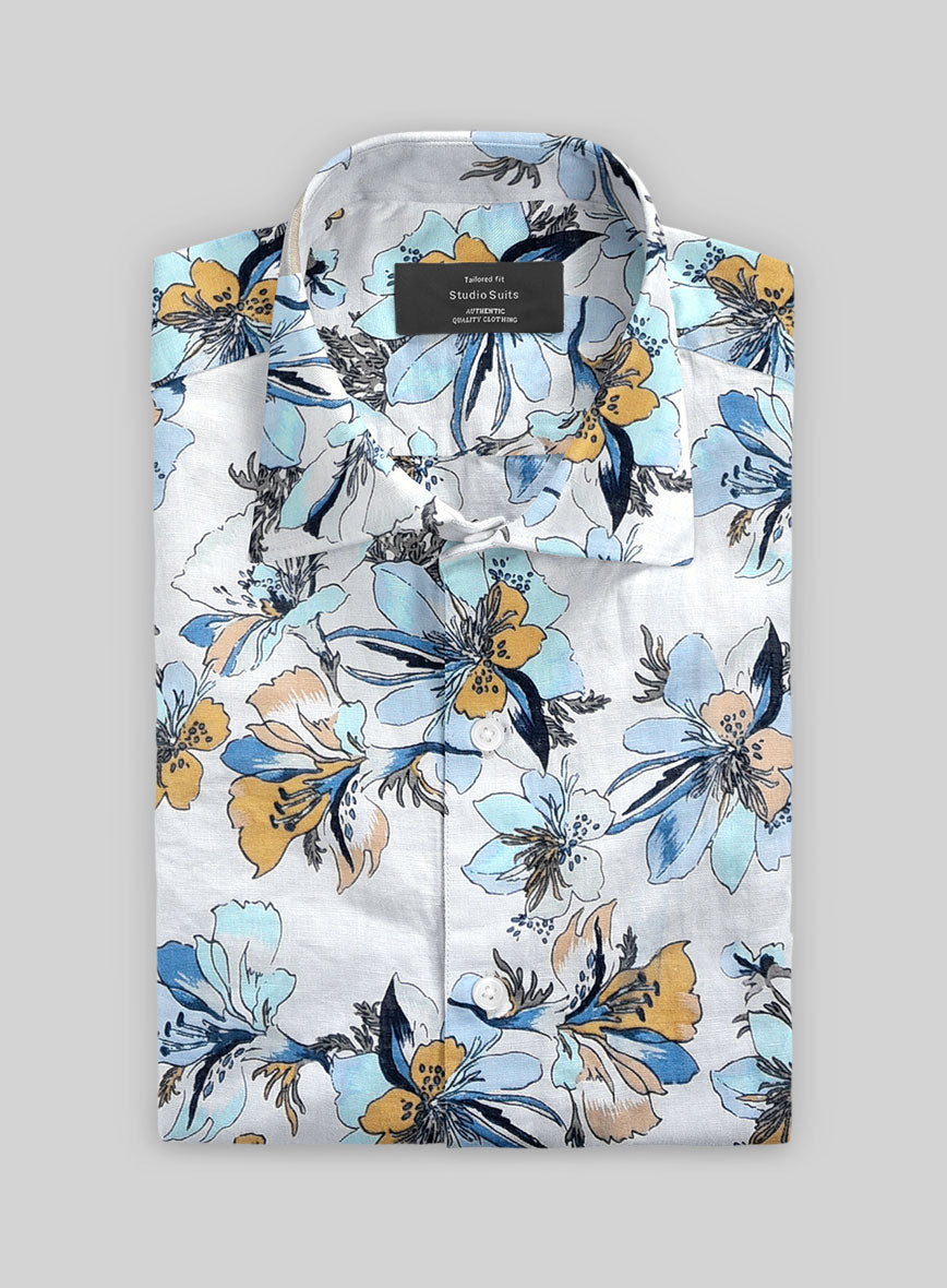 Blue Botanica Cotton Shirt - StudioSuits