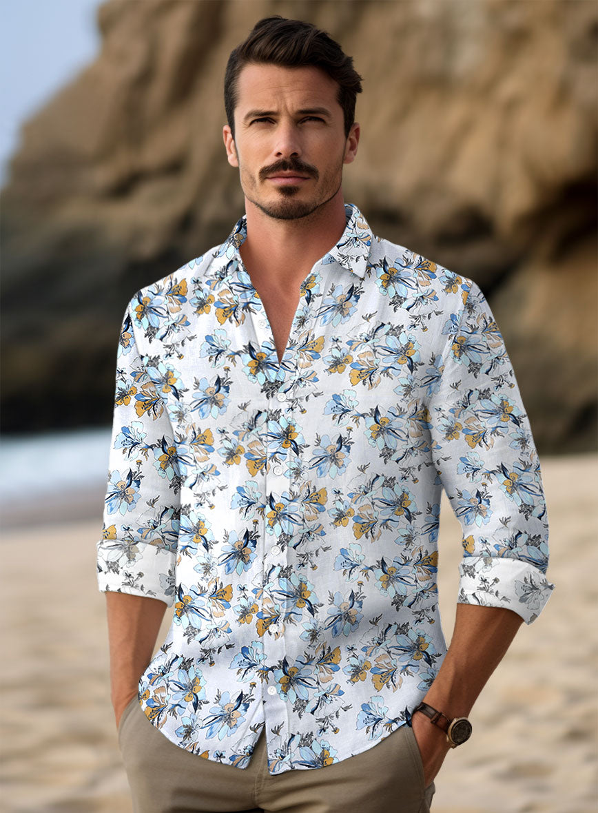 Blue Botanica Cotton Shirt - StudioSuits