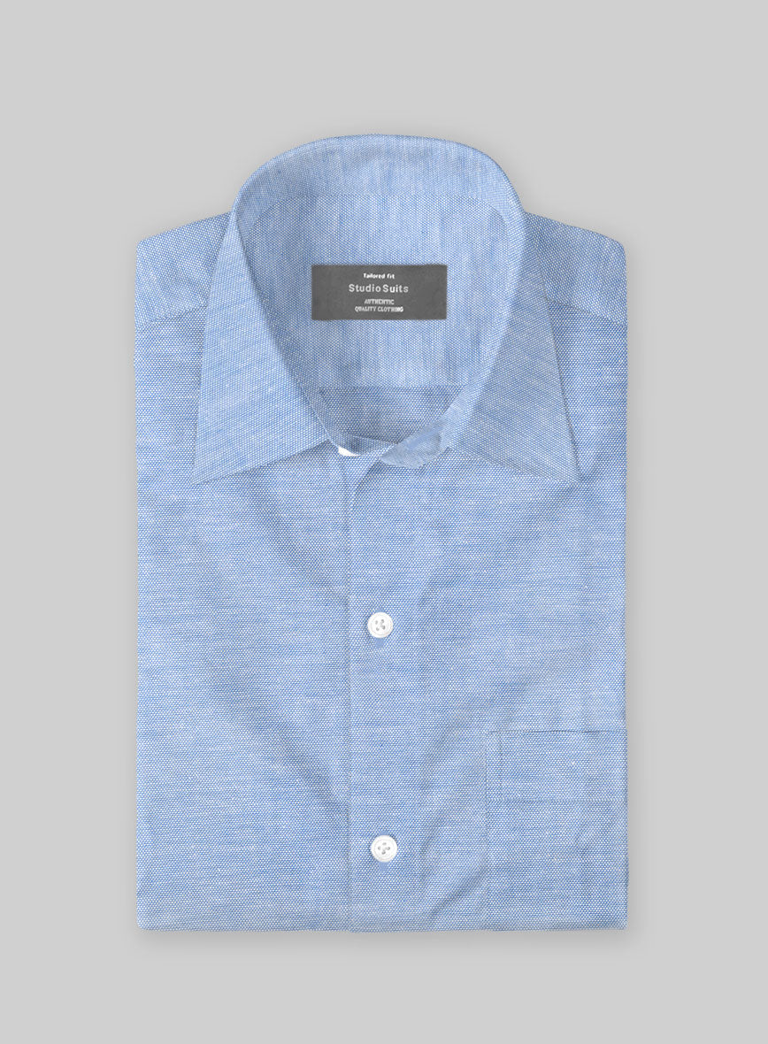 Blue Crest Dobby Cotton Shirt - StudioSuits