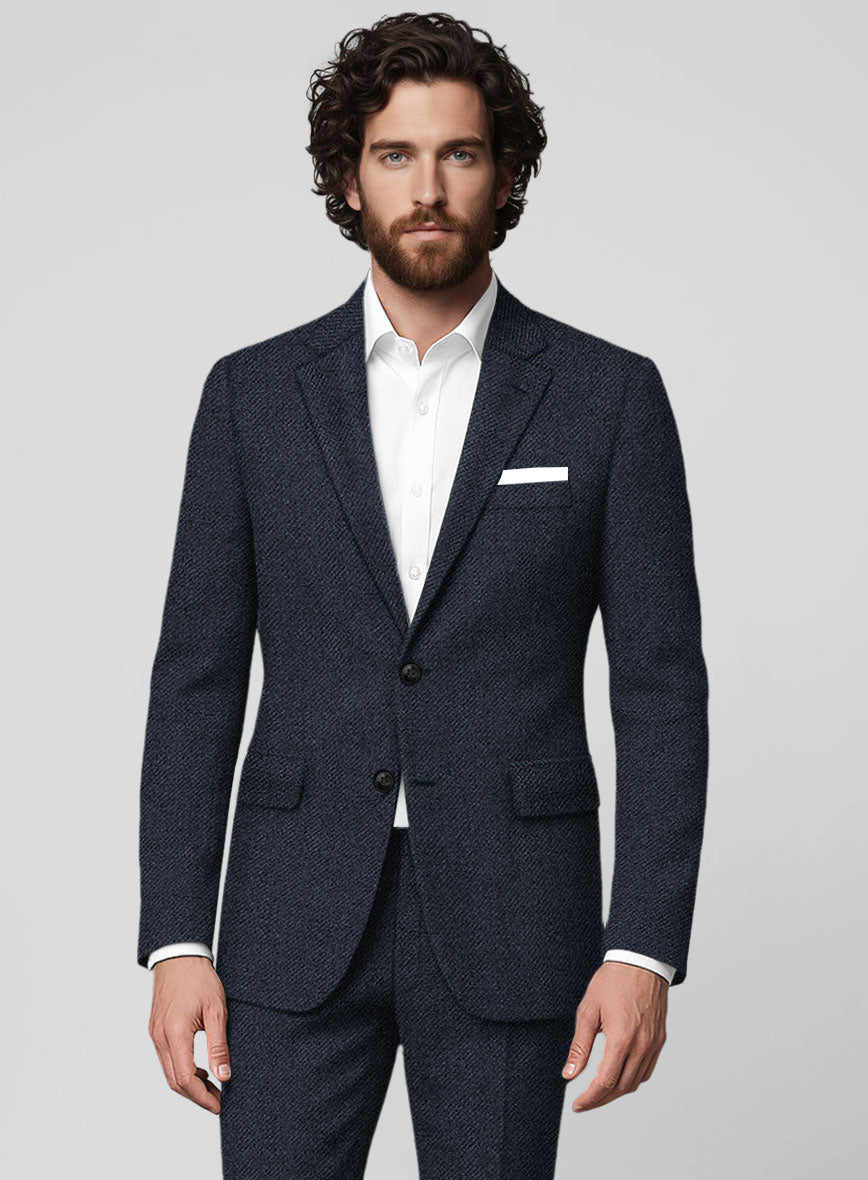 Blue Heavy Tweed Jacket - StudioSuits