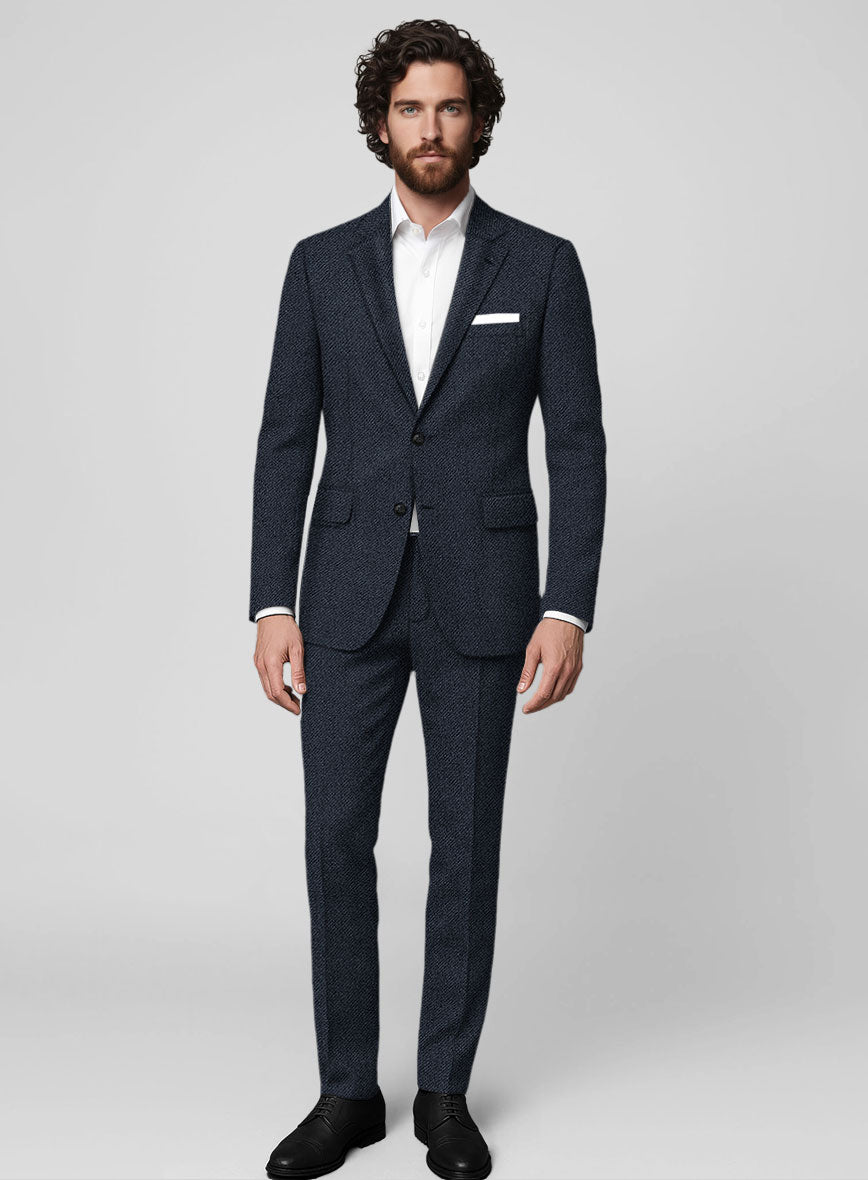 Blue Heavy Tweed Suit - StudioSuits
