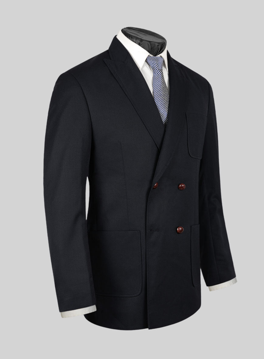 Blue Merino Wool Double Breasted Style Jacket - StudioSuits