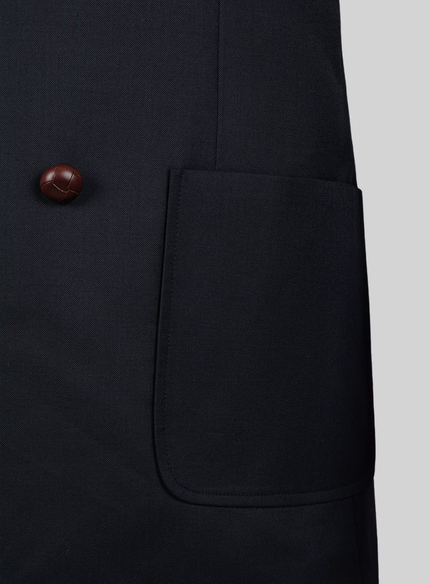 Blue Merino Wool Double Breasted Style Jacket - StudioSuits