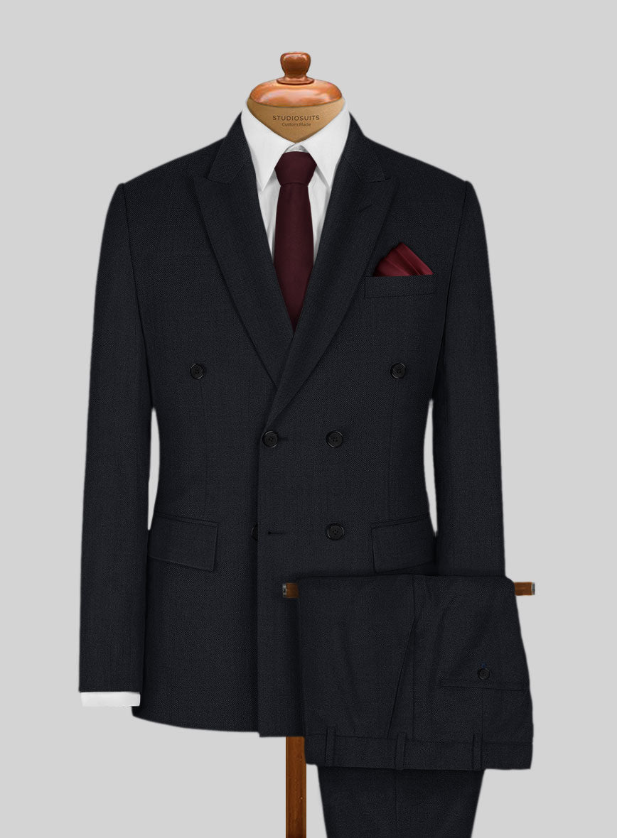 Blue Merino Wool Double Breasted Suit - StudioSuits