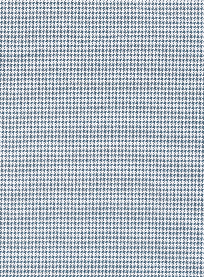 Blue Mini Houndstooth Cotton Shirt - StudioSuits