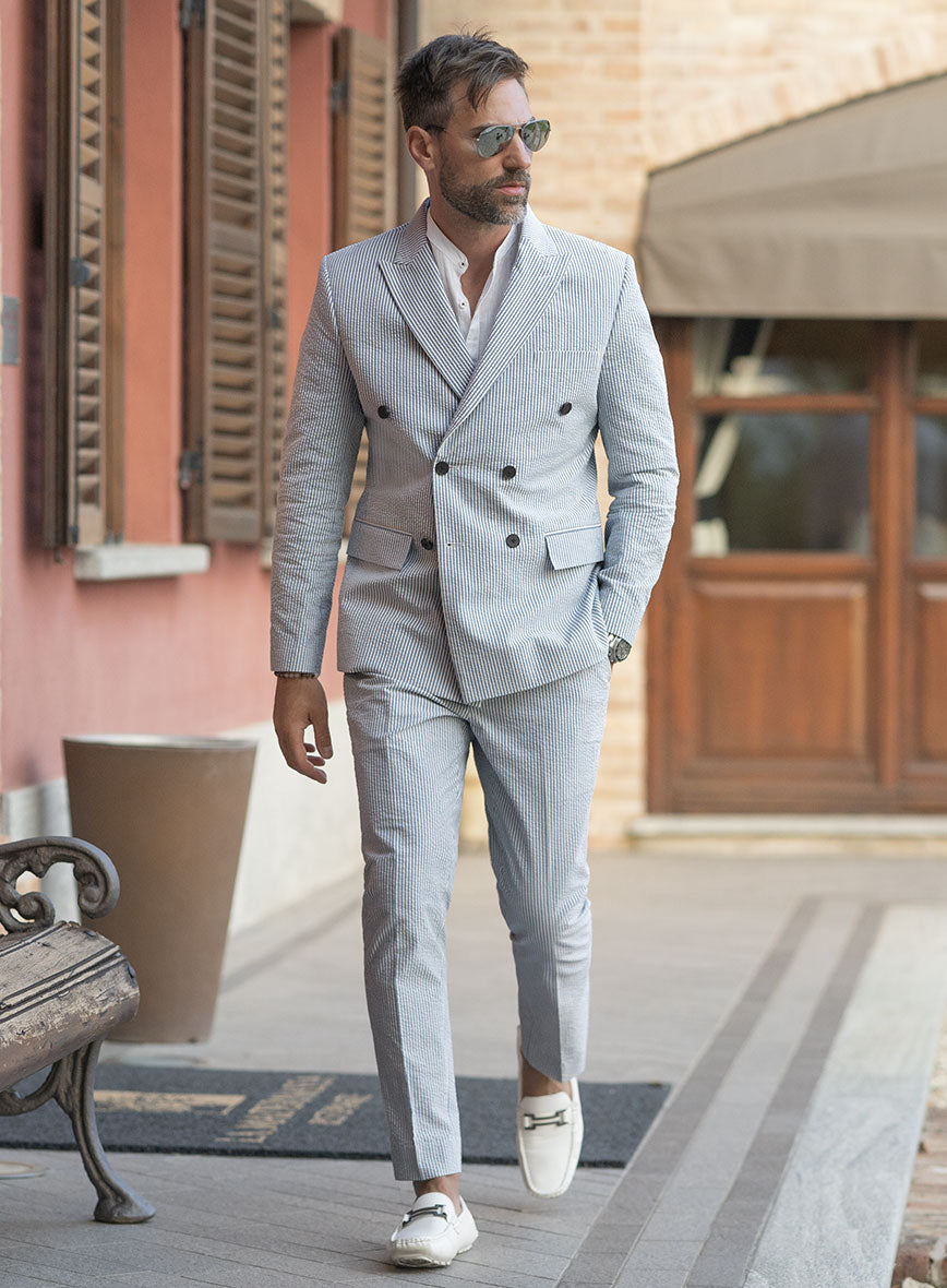 Blue Seersucker Suit - StudioSuits
