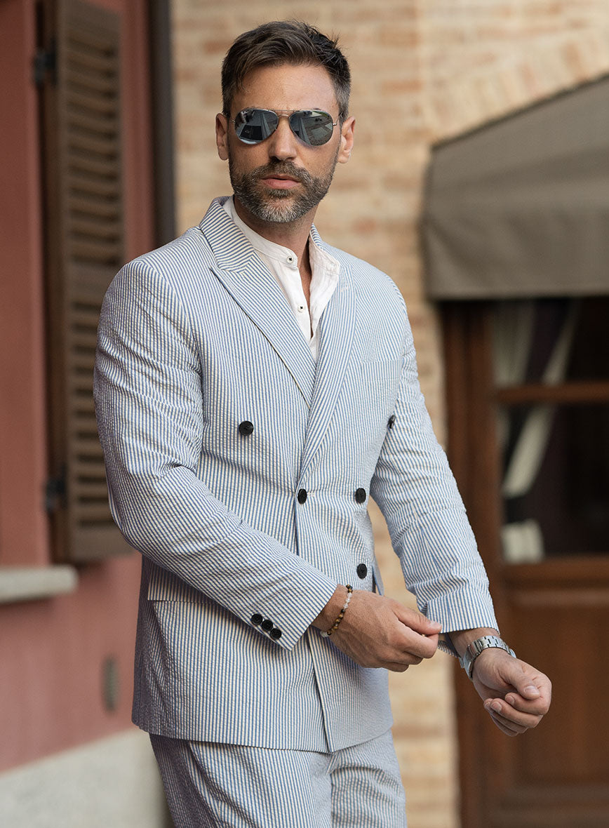 Blue Seersucker Suit - StudioSuits