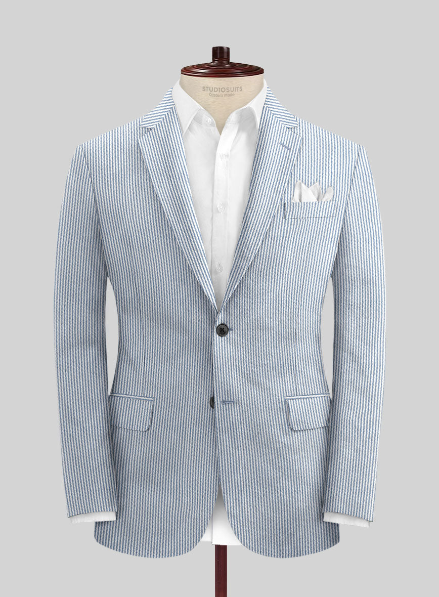 Blue Seersucker Jacket – StudioSuits