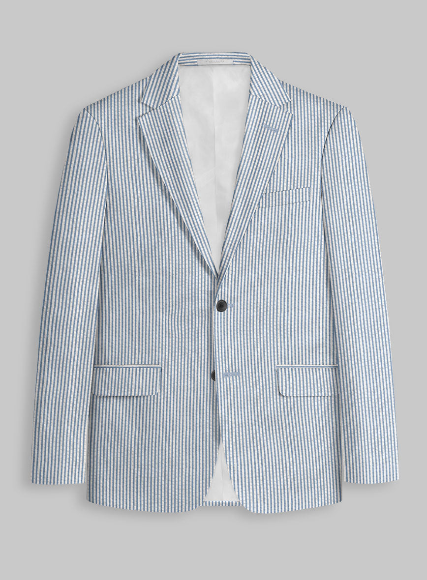 Blue Seersucker Jacket - StudioSuits