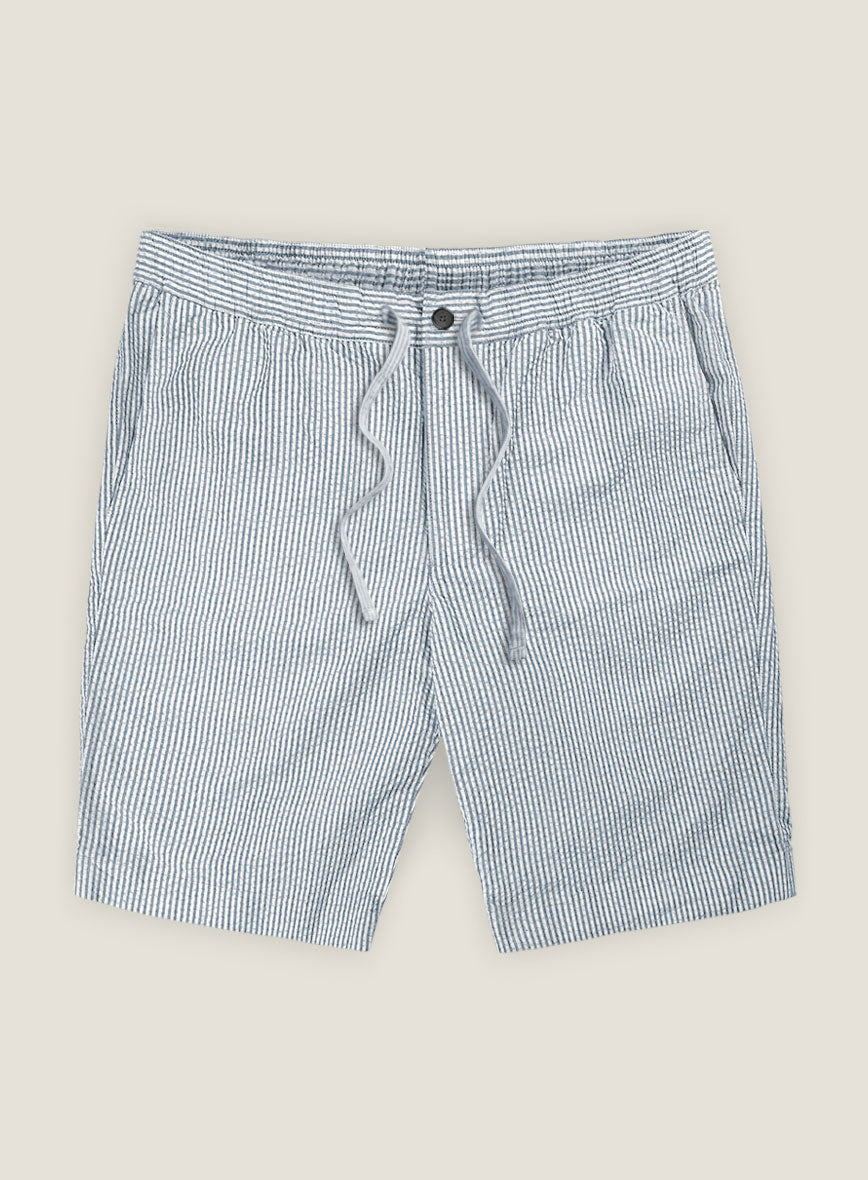 Blue Seersucker Shorts - StudioSuits