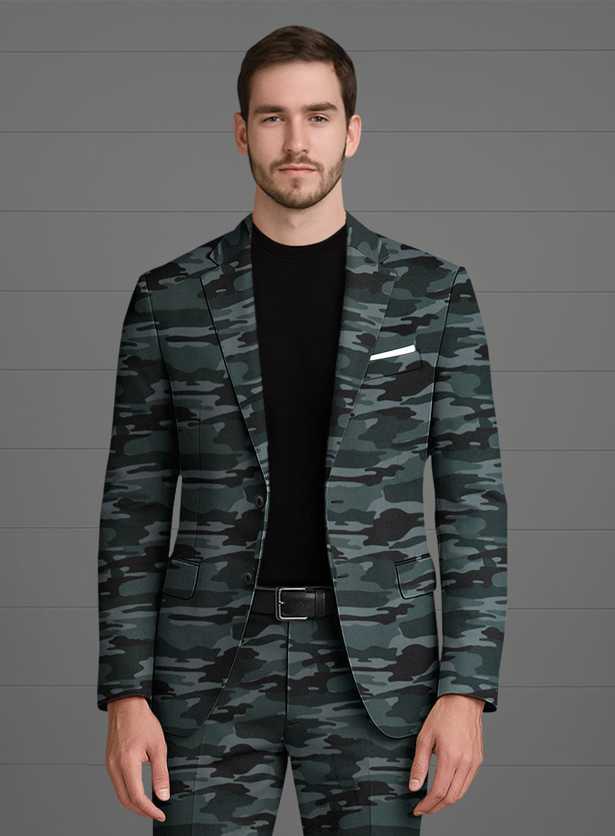 Blue Stretch Camo Jacket - StudioSuits