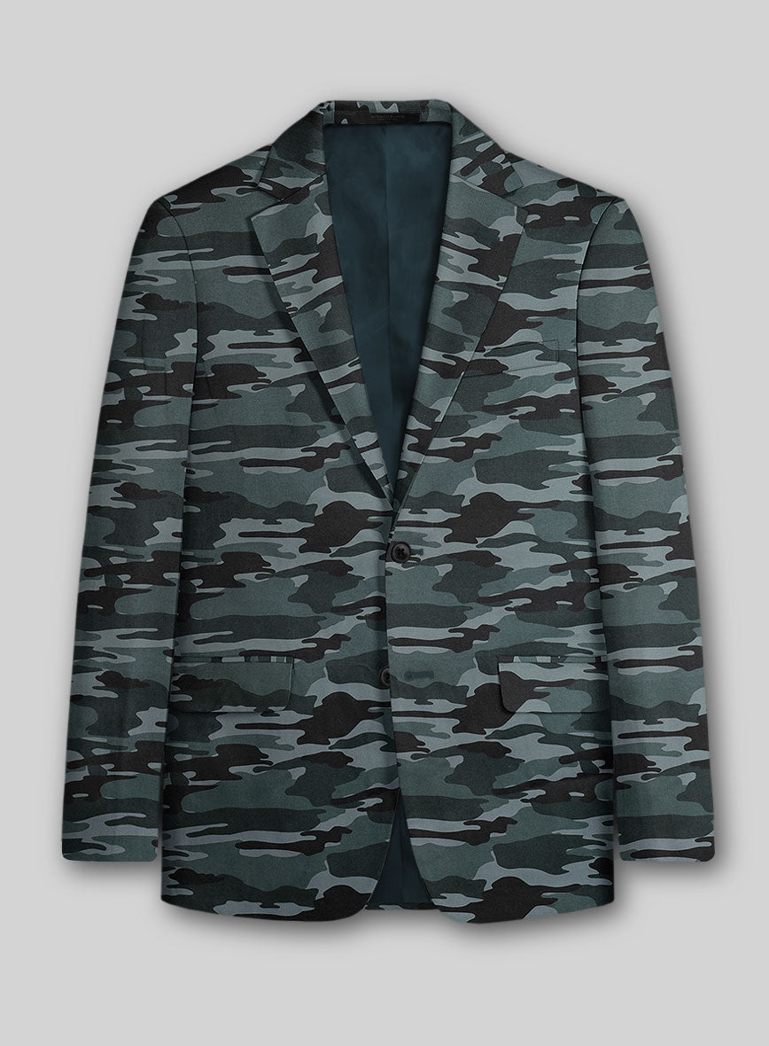 Blue Stretch Camo Jacket - StudioSuits