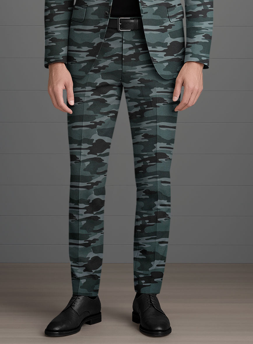 Blue Stretch Camo Pants - StudioSuits
