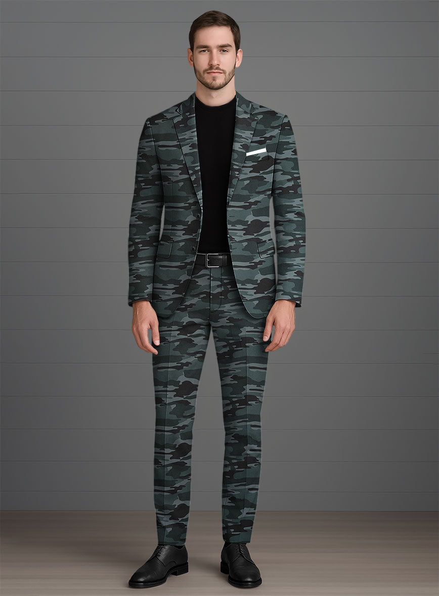 Blue Stretch Camo Suit - StudioSuits