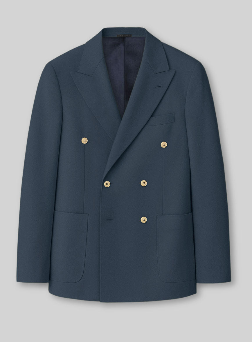 Blue Stretch Chino Double Breasted Jacket - StudioSuits