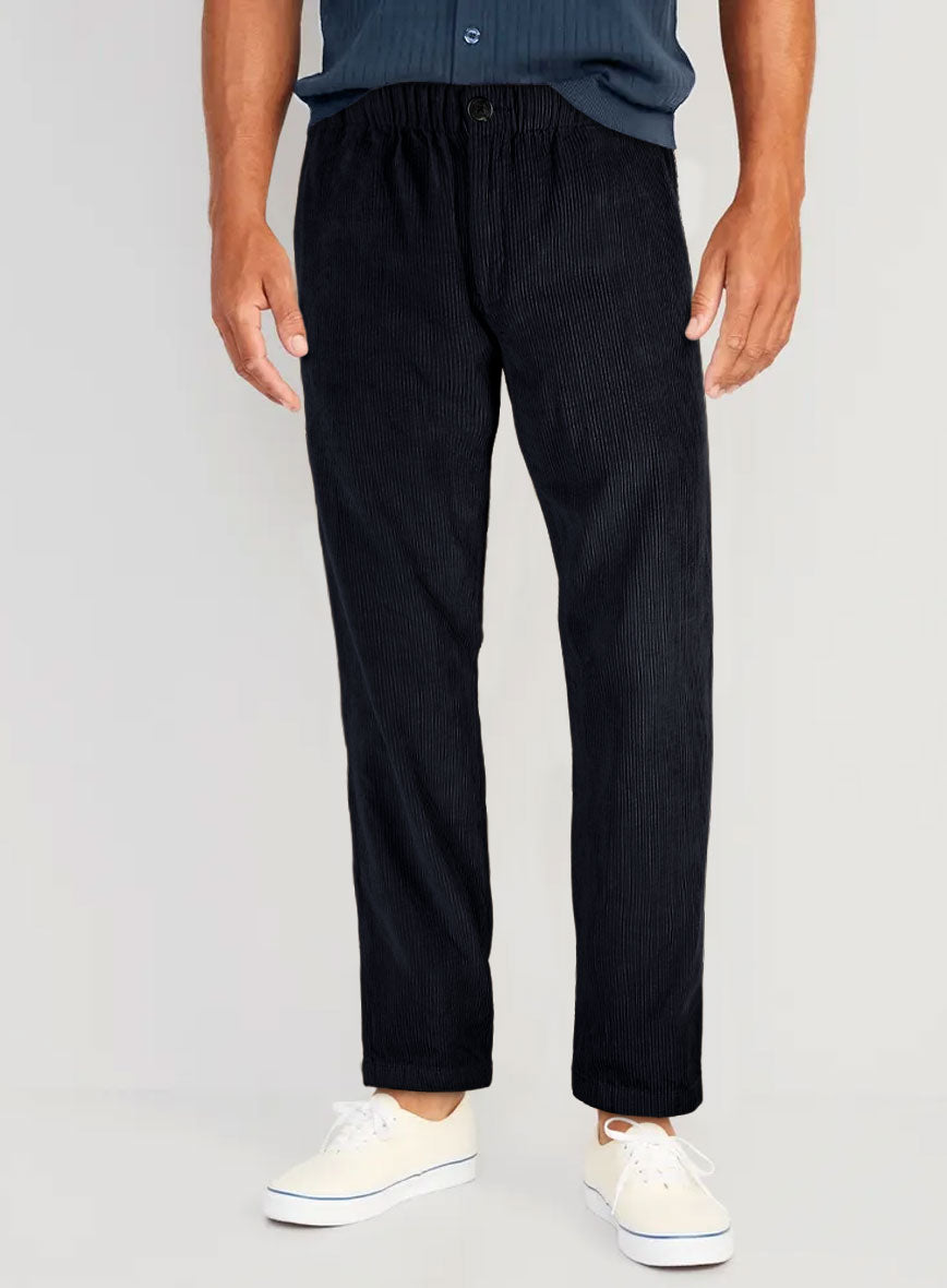 Blue Stretch Pin Corduroy Easy Pants - StudioSuits