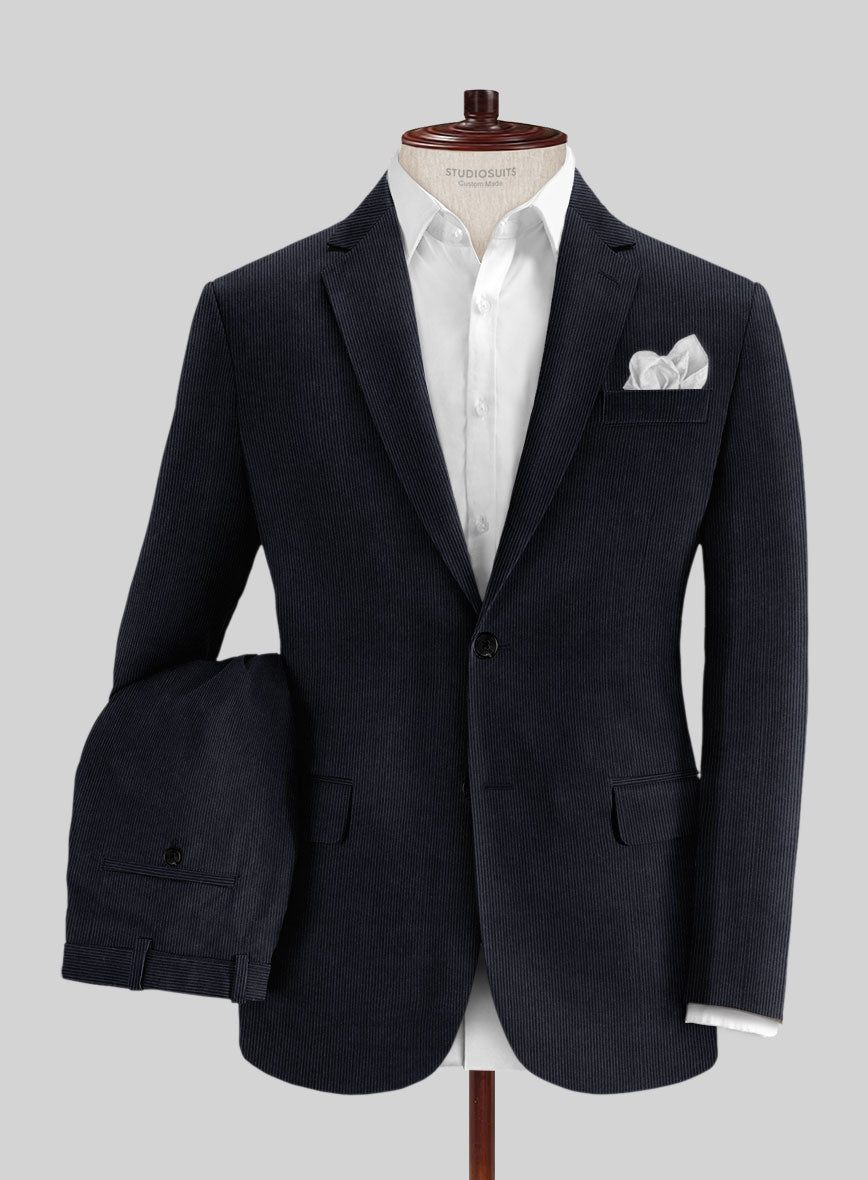 Blue Stretch Pin Corduroy Suit - StudioSuits